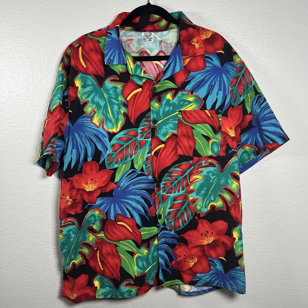 VTG Fashion‎ Seal Multicolor Mens XL Cotton Shirt Floral Tropical Uniforms